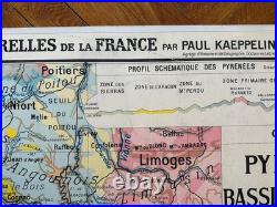 Carte affiche scolaire Hatier type Vidal Pyrénées et Bassin d'Aquitaine