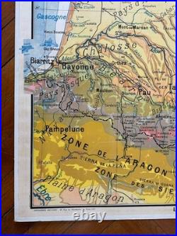 Carte affiche scolaire Hatier type Vidal Pyrénées et Bassin d'Aquitaine