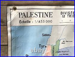 Carte affiche scolaire ancienne plastifiée Palestine l'Orient histoire dlg MDI