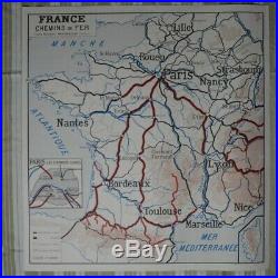 Carte de France scolaire ancienne lot de 3 géographie Rossignol