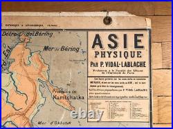 Carte scolaire Vidal Lablache n°14 Asie physique Mézières avant 1910