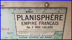 Carte scolaire Vidal Lablache n°22 Planisphère Empire Français