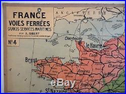 Carte scolaire ancienne Delagrave France Voies Ferrées Gibert no Vidal Lablache
