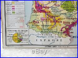 Carte scolaire ancienne France Agriculture / Forêts Brunhes type Vidal Lablache