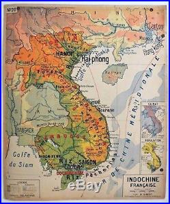 Carte scolaire ancienne Indochine Afrique du Nord Delagrave type Vidal Lablache