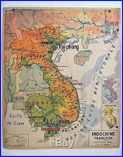 Carte scolaire ancienne Indochine Afrique du Nord Delagrave type Vidal Lablache
