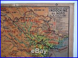 Carte scolaire ancienne Vidal Lablache 45 Delta du Tonkin Indochine du Nord