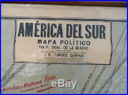 Carte scolaire ancienne Vidal Lablache América Del Sur vers 1914