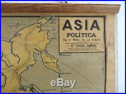 Carte scolaire ancienne Vidal Lablache Asia Politica (Asie) Mézières début 1900