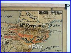 Carte scolaire ancienne Vidal Lablache Espagne Portugal Tirage 1 Mézières 1894