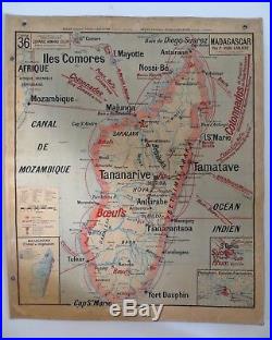 Carte scolaire ancienne Vidal Lablache Indo-Chine Française Madagascar Indochine