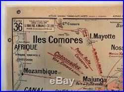 Carte scolaire ancienne Vidal Lablache Madagascar Indo-Chine Française Indochine