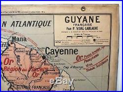 Carte scolaire ancienne Vidal Lablache n°37 Ouest Afrique Antilles Mézières 1905