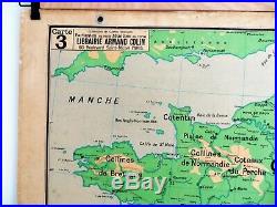 Carte scolaire ancienne Vidal Lablache n°3 France Relief du Sol