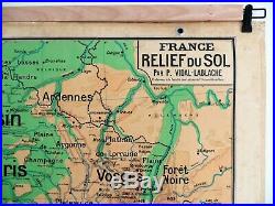 Carte scolaire ancienne Vidal Lablache n°3 France Relief du Sol