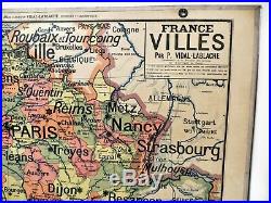 Carte scolaire ancienne Vidal Lablache n°5 France Villes