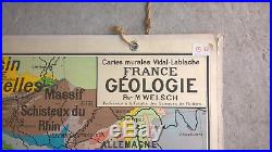 Carte scolaire vidal lablache n °39 FRANCE GEOLOGIE excellent état