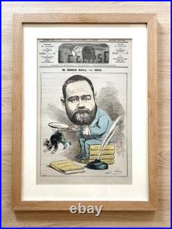 Célèbre caricature d'Émile Zola par André Gill, 1876 entoilée et encadrée