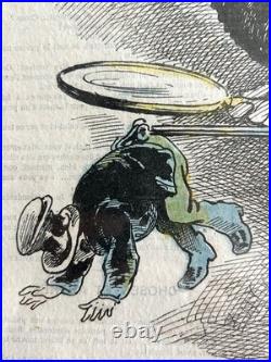 Célèbre caricature d'Émile Zola par André Gill, 1876 entoilée et encadrée Célèbre caricature d'Émile Zola par André Gill, 1876 entoilée et encadrée