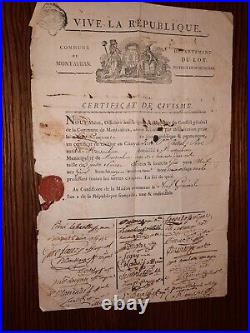 Certificat de civisme Montauban, An 2. Lot