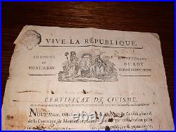 Certificat de civisme Montauban, An 2. Lot