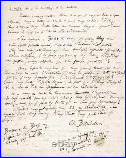 Charles BAUDELAIRE Lettre autographe signée Poulet Malassis cachet 1858