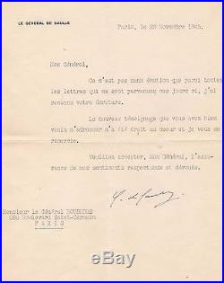 Charles De Gaulle Lettre Signée (novembre 1945) / Au Général Boud'hors /