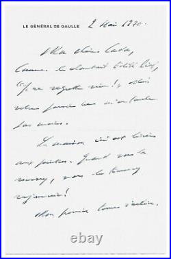 Charles de GAULLE / Lettre autographe signée / Edith Piaf / Ses Mémoires / 1970
