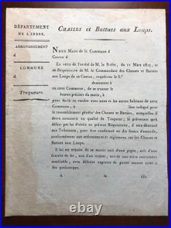 Chasses et Battues aux Loups Département de l'Indre Traqueurs 1815