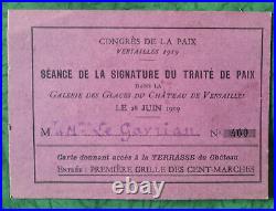 Château Versailles Carte d'Invitation Séance Signature Traité de Paix 28/06/1919