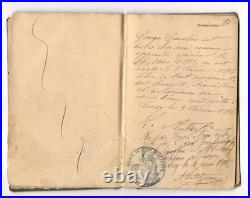 Cirey sur Vezouse (54) Rare livret d'ouvrier (loi de 22 juin 1854) daté de 1894
