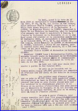 Coco CHANEL Document signé avec mention autographe. Chanel à Cannes 1929
