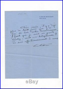 Colette / Deux Lettres Autographes Signées (1945-1946) / L'étoile Vesper