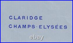 Colette Lettre autographe signée Claridge Champs Elysées 1931