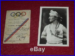 Coll. J. DOMARD SPORT OLYMPIC GAMES PARIS 1924 IDENTITY CARD FRANCOIS GANGLOFF