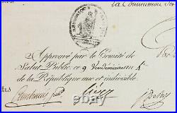 Comité de salut public Document / lettre signée par Sieyès, Cambacérès- 1795