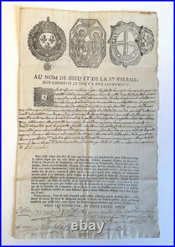 Contrat d'assurance maritime daté 1735 / Marseille /Roux et Cie, Icard, marine