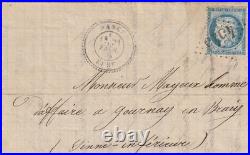 DANGU Lettre de 1876 CàD type 25 (très rare) GC 4545 sur timbre N° 60 EURE