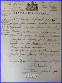 DEBAHAULNE. A Mr ALEXANDRE ORDRES DE MISSION. GENS SUSPECTS 20 et 29 aout 1792