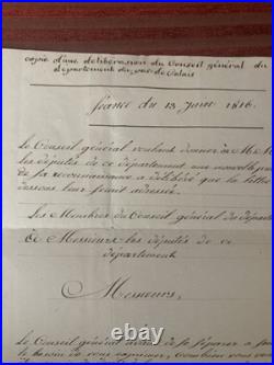 DELIBERATION 13/6/1816 PAS DE CALAIS Édouard des Lyons de Moncheaux DUQUESNOY