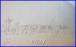 Db10-dessin Original-léonce Chabry-caravane Nomade Vers La Mecque-1881