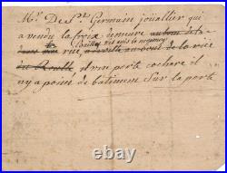 De Saint-Germain joaillier bijoux diamants facture 1742 rare document rue Bailly