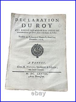 Déclaration Du Roy le 12 Décembre 1678