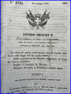 Décret 1859 Mines Mineralogie Alpes Savoie Piemont Legge Ancien Document Loi