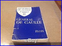 Dedicace autographe signée Général DE GAULLE sur les mémoires de guerre PLON