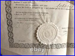 Diplôme de bachelier És-lettres au nom du Roi Denis Frayssinous rare 1822