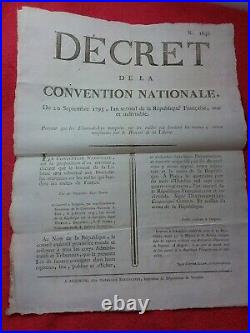 Doc 1793/Decret REMPLACEMENT FLEUR DE LYS PAR BONNET DE LA LIBERTÉ/ 45x36