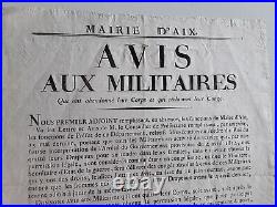 Doc 1814/AIX/AVIS AUX MILITAIRES Qui Ont Abandonné Leur Corps Et Réclament Congé