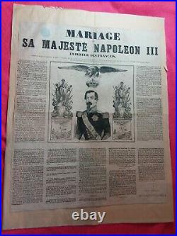 Doc 1845/Affiche détails du MARIAGE DE L' EMPEREUR NAPOLÉON III/52x44