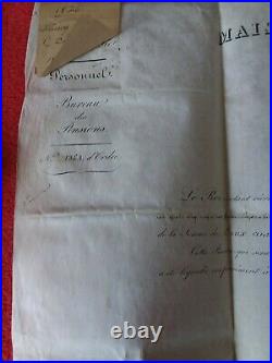 Doc Charles X/ 1826/attestation de pension CAISSE DE VETERANCE/Maison du Roi